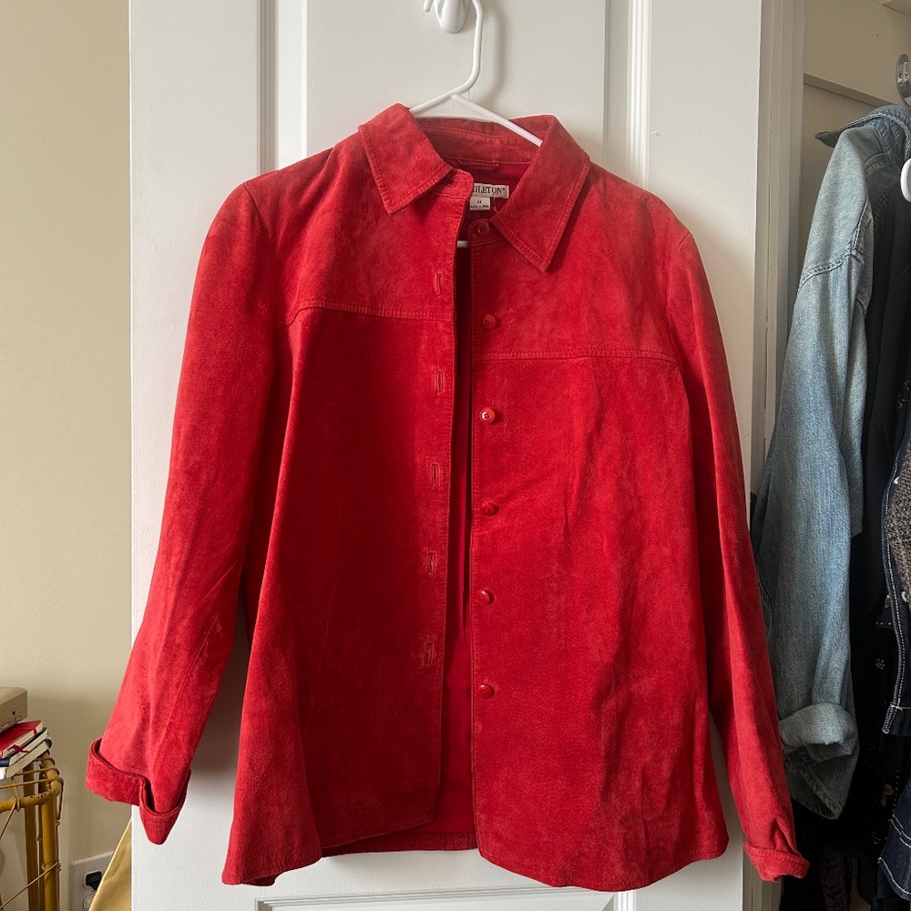 Red Suede Pendleton Shirt Jacket - image 1